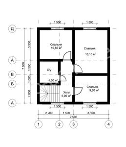Проект дома из бревна 8х8 № ДиБ-65